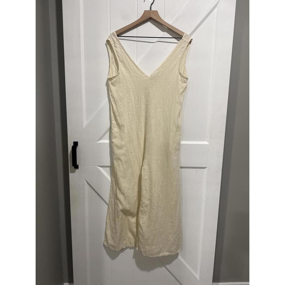 Calypso St. Barth Linen Blend Cream Sleeveless V-Neck Pant Jumpsuit